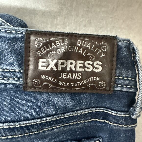 Express Jeans Women's 2 Stella Skinny Regular Fit Low Rise Dark Wash Stretch EUC - Picture 7 of 9